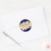 Rustige  Royal Blue Floral Butterfly Ronde Sticker (Envelop)