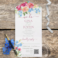 Rustige roze anjers en vergeet me nots QR-code