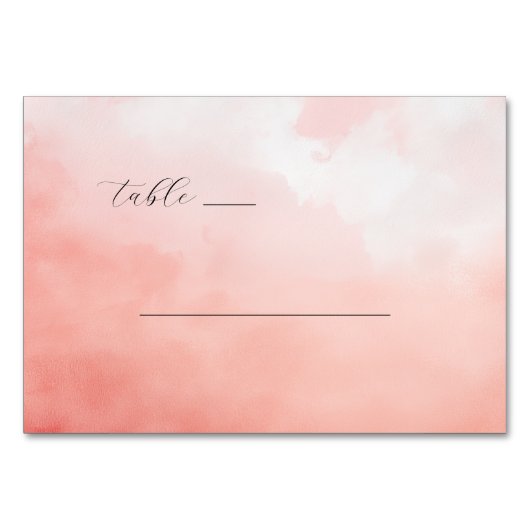 Rustige Roze Aquarel Tafelkaart Kaart (Voorkant)