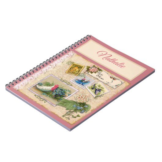 Rustige roze bloemkool notitieboek (Linkerzijde)