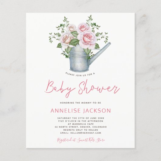 Rustige roze bloemmeisje BUDGET douche nodig (Voorkant)