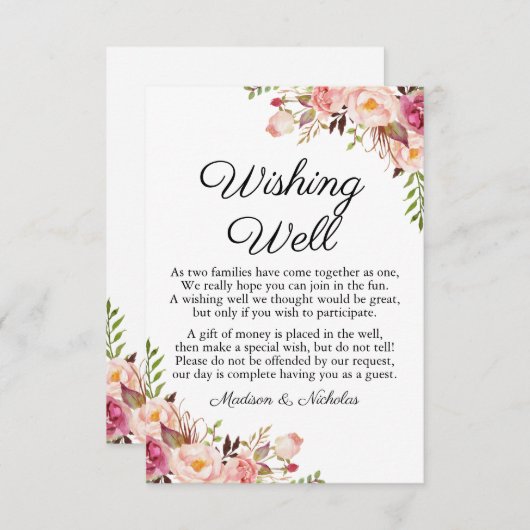 Rustige roze bruinbruidskaarten informatiekaartje (Voorkant / Achterkant)