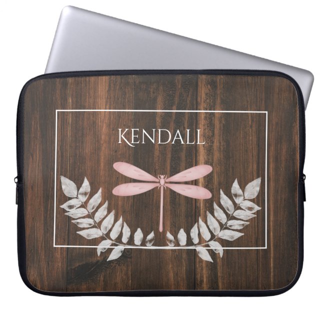 Rustige roze dragonfly - speciaal laptophoes laptop sleeve (Voorkant)