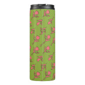 Rustige roze en groene tuimelaar thermosbeker (Achterkant)