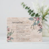 Rustige roze eucalyptus Floral Wedding Reception Informatiekaartje (Staand voorkant)