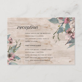Rustige roze eucalyptus Floral Wedding Reception Informatiekaartje