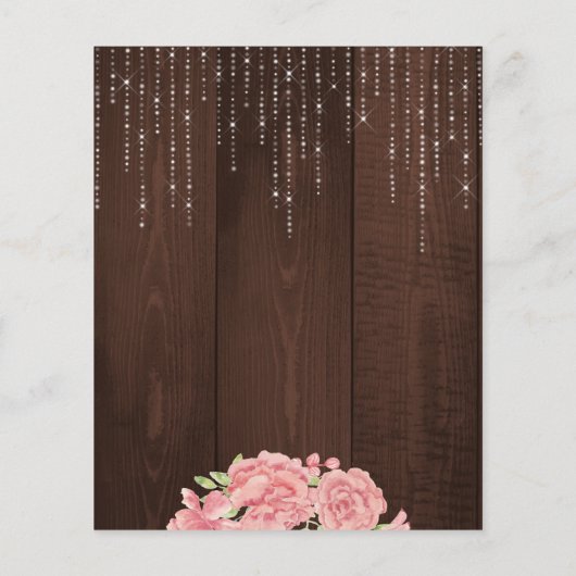 Rustige roze floraalhout, zestien uitnodiging (Achterkant)