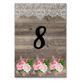 Rustige roze Floral Bouquet Lace TABEL NUMMER Kaart