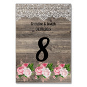 Rustige roze Floral Bouquet Lace TABEL NUMMER Kaart (Achterkant)