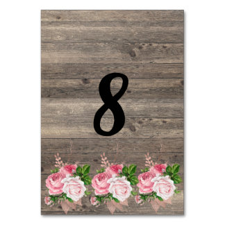 Rustige roze Floral Bouquet TABEL NUMMER Kaart