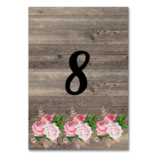 Rustige roze Floral Bouquet TABEL NUMMER Kaart (Voorkant)