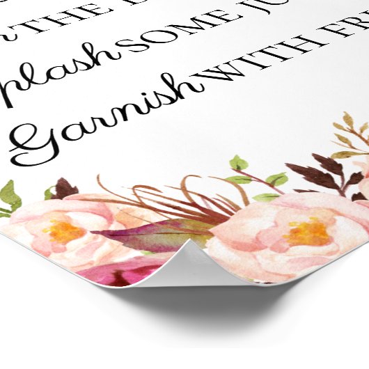 Rustige Roze Floral Mimosa Bar Poster (Hoek)