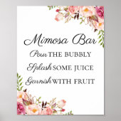 Rustige Roze Floral Mimosa Bar Poster (Voorkant)