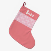 Rustige roze gepersonaliseerd grote kerstsok (Voorkant (Hangend))