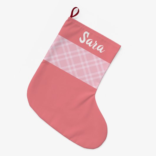 Rustige roze gepersonaliseerd grote kerstsok (Voorkant (Hangend))