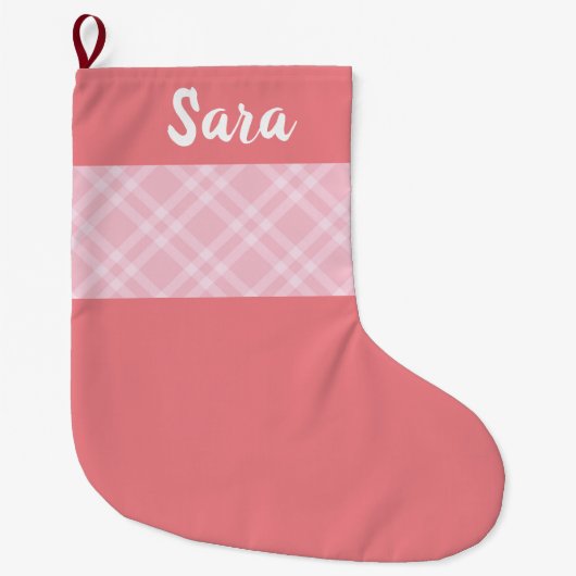 Rustige roze gepersonaliseerd grote kerstsok (Voorkant)
