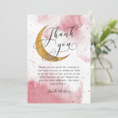 Rustige roze goudmoonsterd Baby shower Bedankkaart (Staand voorkant)