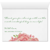 Rustige roze groen hout bruiloft bedankt (Binnen Horizontaal (Onder))