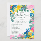 Rustige roze groene florale foto afstuderen kaart (Voorkant)