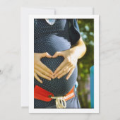 Rustige roze groene florale foto baby shower kaart (Achterkant)