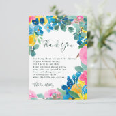 Rustige roze groene zomerbloem baby shower bedankkaart (Staand voorkant)