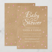 Rustige roze harten stelletjes babymeisje kaart (Voorkant / Achterkant)