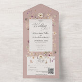 Rustige roze Lijst QR-code All In One Uitnodiging (Binnen)