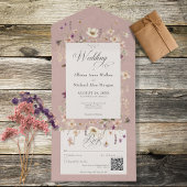 Rustige roze Lijst QR-code All In One Uitnodiging