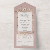 Rustige roze Lijst van wilde bloemen All In One Uitnodiging (Binnen)