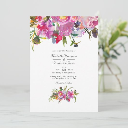 Rustige  roze pinda QR-code RSVP bruiloft Kaart (Staand voorkant)