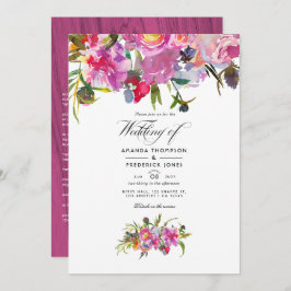 Rustige roze pony Waterverf bruiloft Kaart