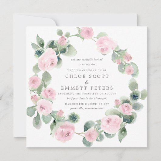 Rustige roze roze Floral Eucalyptus Weddenschap Kaart (Voorkant)