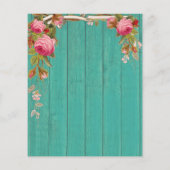 Rustige roze rozen Blauwgroen blauw hout (Achterkant)