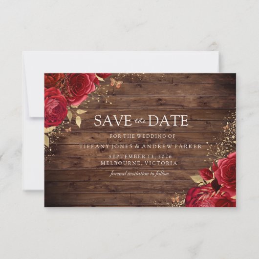 Rustige roze rozen gouden bruiloft save the date (Voorkant)