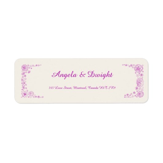Rustige roze terugkeeradres etiket (Voorkant)