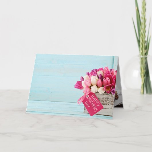 Rustige roze tulpdoos Fotografie-Moederdag Feestdagen Kaart (Voorkant)