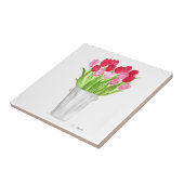 Rustige roze tulpen florale lentekeukenkeuken tegeltje (Zijkant)