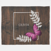 Rustige roze vlinder op maat gesneden vlooienbak fleece deken (Voorkant (Horizontaal))