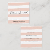 Rustige roze witte strepen vierkante visitekaartje (Voorkant / Achterkant)