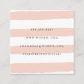 Rustige roze witte strepen vierkante visitekaartje (Achterkant)