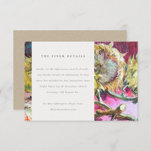 Rustige Roze - Zonnebloem - details Informatiekaartje (Voorkant / Achterkant)