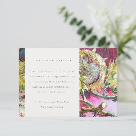 Rustige Roze - Zonnebloem - details Informatiekaartje (Staand voorkant)