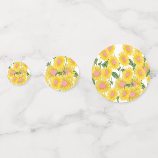 Rustige  roze zonnebloemen Modern White Confetti (Voorkanten)