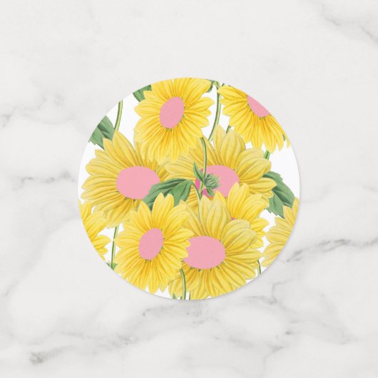 Rustige  roze zonnebloemen Modern White Confetti (Kleine voorkant)