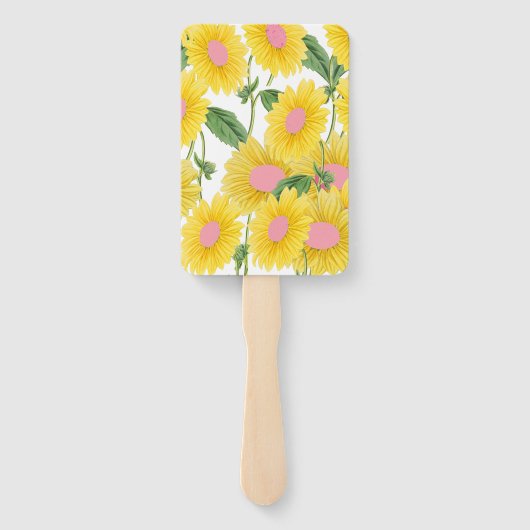 Rustige  roze zonnebloemen Modern White Handwaaier (Achterkant)