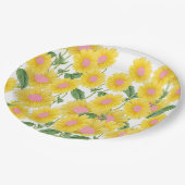 Rustige roze zonnebloemen Modern White Papieren Bordje (Gekanteld)