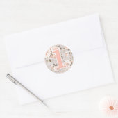 Rustige Rozen 1e verjaardag van hout en shabby Ronde Sticker (Envelop)
