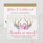 Rustige Rozen Antlers Hartelijk dank Briefkaart (Voorkant / Achterkant)