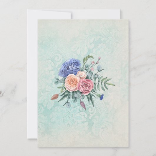Rustige Rozen Boho Green Floral Wedding Bedankkaart (Achterkant)