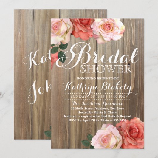 Rustige Rozen | Bridal Shower-uitnodigingen Kaart (Voorkant / Achterkant)